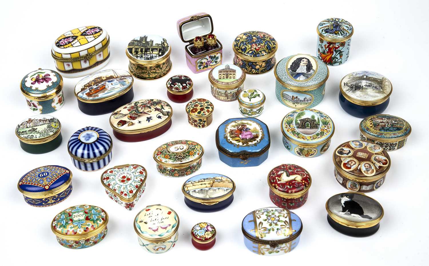 Lot 192 - A collection of nineteen Halcyon Days enamel