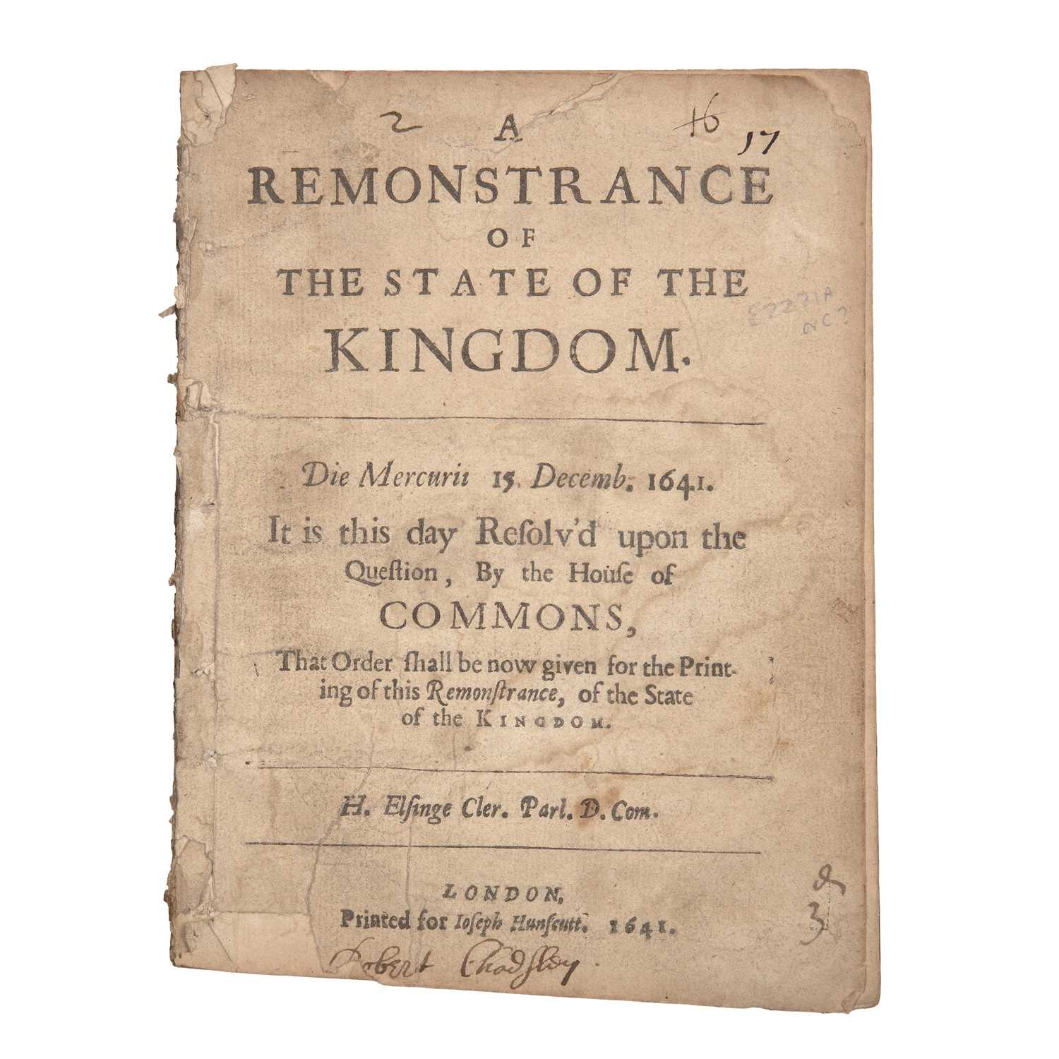 Lot 562 - A 17th century pamphlet - 'A Remonstrance of